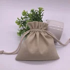 Light Brown Cotton Jewellery Pouch, Custom Linen Drawstring Jewelry Bag