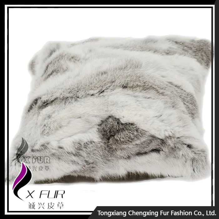 CXD17A Custom Made Patchwork Rabbit Fur Pillow Cover, View Pillow
