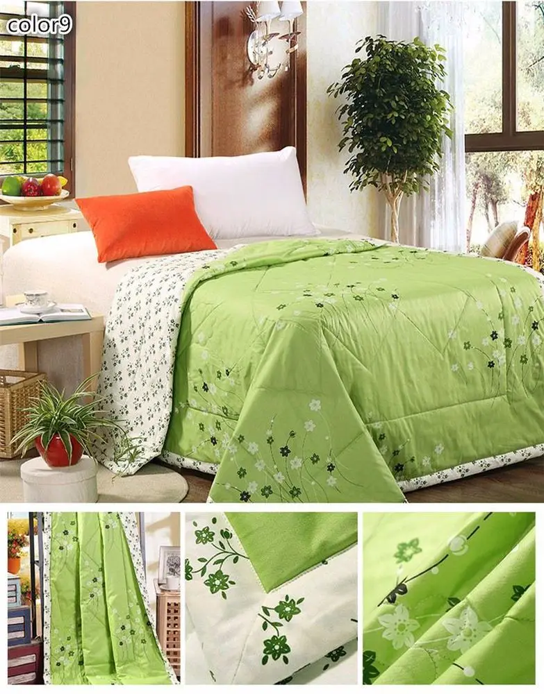 Green summer flowers cartoon 100% cotton summer or autumn air conditioning blanket quilt bedding comforter home tetile.
