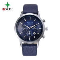 

New Mens Watches NORTH 6009 Brand Luxury Casual Calendar Quartz Sports Wrist Watches Leather Male Clock watch relogio masculino