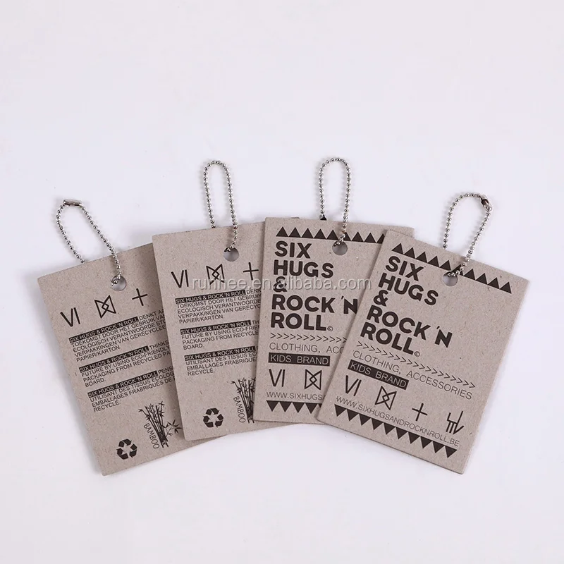 Custom Size Recycled Paper Hang Tags CMYK Printing For Garment Display