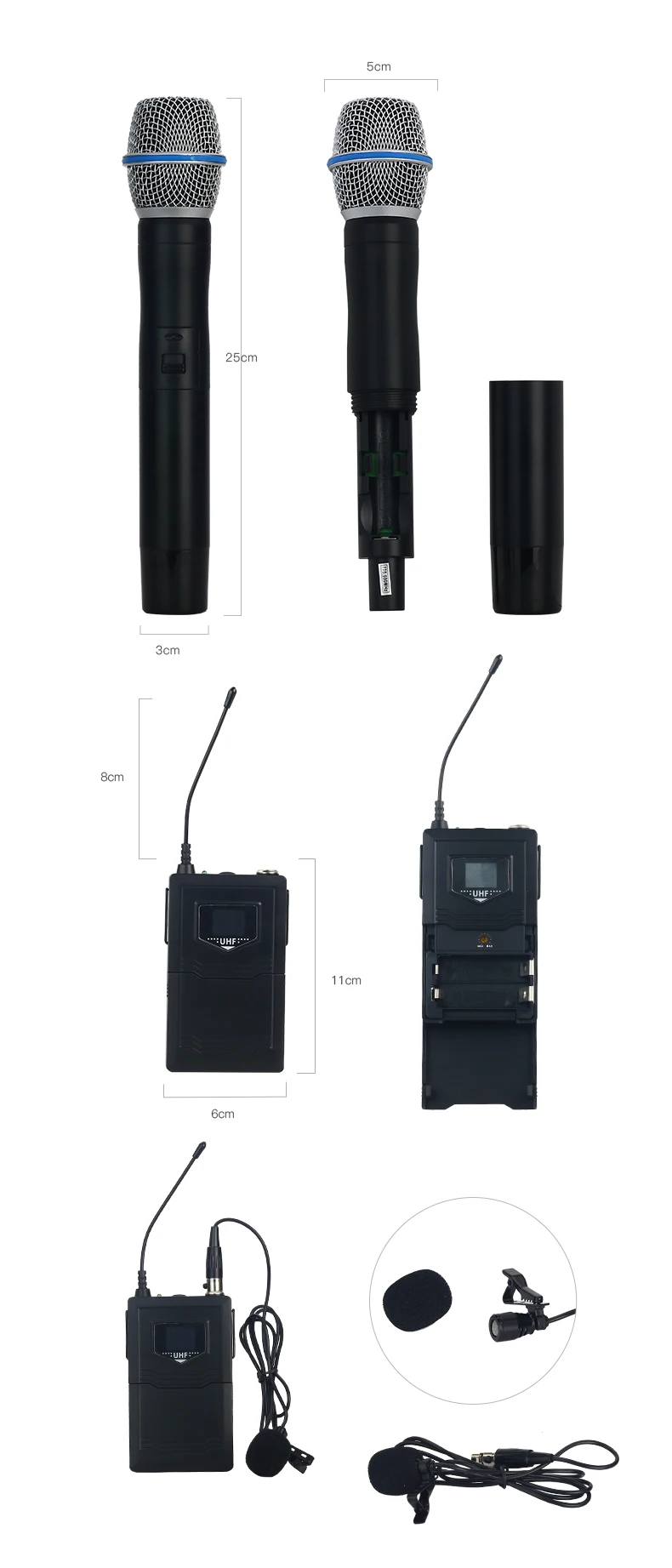 2 channels tie UHF mic