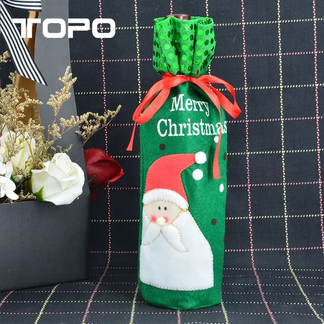wine bottle cover candy bag santa sack santa christmas gift bag