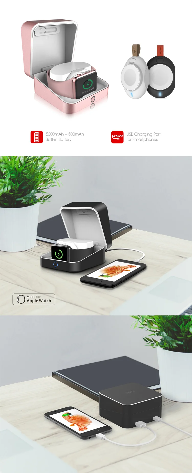 Wireless Power Bank For Apple Watch Series 3 Charging Dock Portable Charger - ANKUX.COM