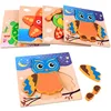China supplier original colorful children learning educational wooden seven-piece Jigsaw 3d puzzle for children