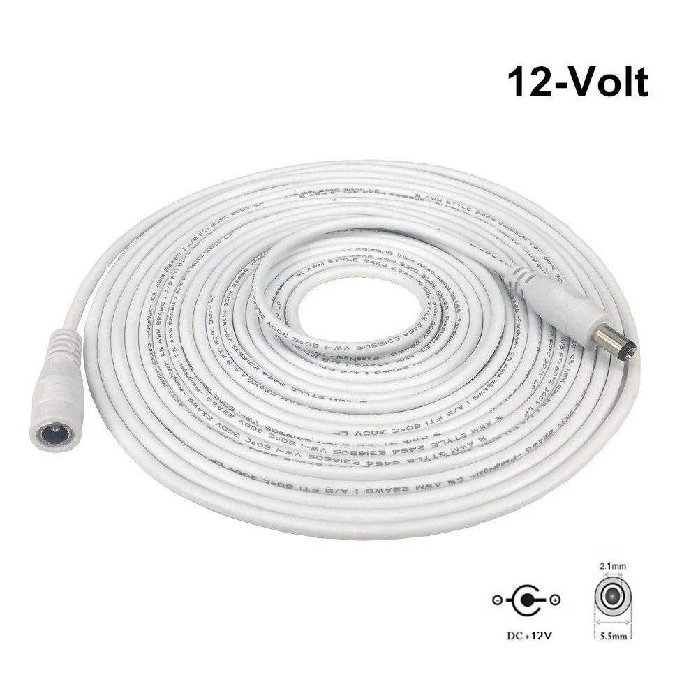 5.5 x 2.1mm 10ft DC 12V Power Extension Cable Cord Adapter Plug for CCTV Camera