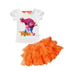 Sue Lucky top shirt high quality orange fascinating chiffon baby girl tutu skirt