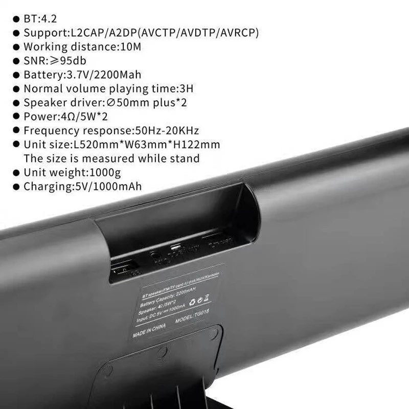 TG-018 Hot 3D Stereo wireless speaker 2019 Soundbar with Remote Controller Radio FM TF USB MP3 Music Player home theater - ANKUX.COM