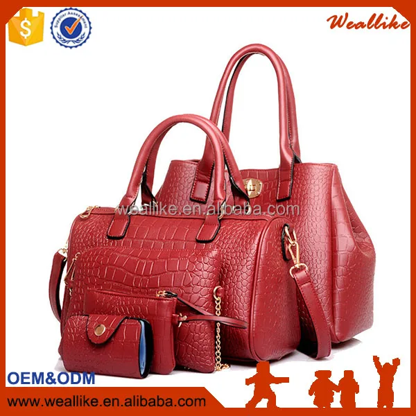 2017 women bags wholesale one set 5 pieces women leather handbags set