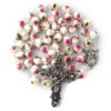 Flower Ceramic Round Beads Catholic Rosary with Rose Center piece and Cross