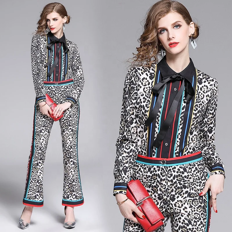 Fall 2019 two piece set women clothing Leopard Print Top Pants Office chic tops woman fashion formal suit
Fall 2019 two piece set women clothing Leopard Print Top Pants Office chic tops woman fashion formal suit