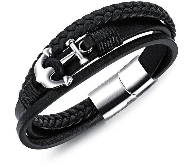 2019 Hot Sale Stainless Steel Simple PU Leather Bracelet Vintage Anchor Black Retro Bracelet Unisex Men Women Gift Gift New
2019 Hot Sale Stainless Steel Simple PU Leather Bracelet Vintage Anchor Black Retro Bracelet Unisex Men Women Gift Gift New