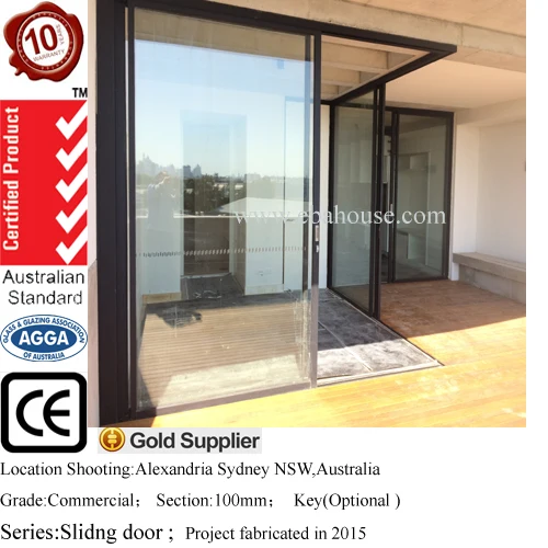 オーストラリアAS2047標準商用システムダブルガラスアルミコーナースライディングドア 問屋・仕入れ・卸・卸売り
