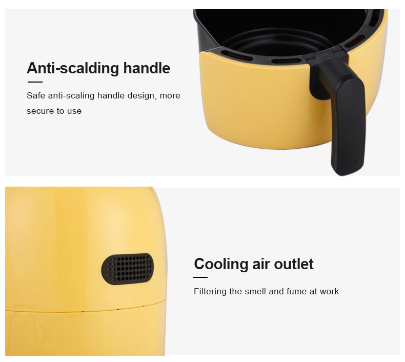 2.2l Manual Control Kitchen Appliances Dash Compact Air Fryer With Less