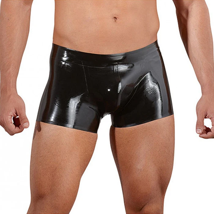 

Wonder Beauty Mens Wetlook Faux Leather Boxer Shorts Underwear Open Hip Crotchless Male Gay Leather Sexy Trunks Boxers Panties, Black