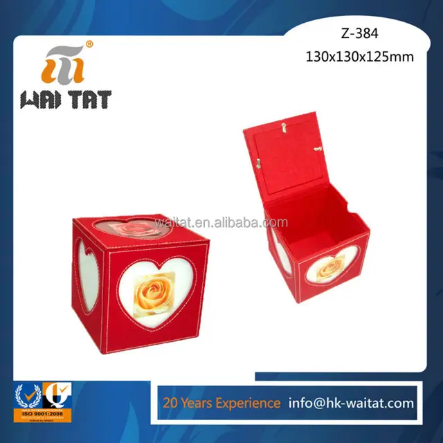 lovely heart shaped window red cloth wrapped cardboard gift box