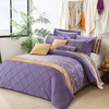 Hot sale duvet cover sets 4pcs quilted with beautiful flower in violet color