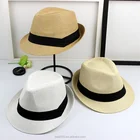 PS02 Wholesale summer white wide brim women's man fashion cheap floppy beach church juzz paper straw felt fedora panama sun hat