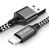 China manufacturer rock data sync charging cable nylon braided black data cable for iphone 8 cable