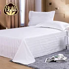 Factory wholesale 5 stars hotel white stripe bedsheet bedding sets