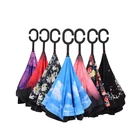 Pattern Design Custom Semi Automatic Open Double Layer Windproof Inverted Reverse Umbrella for Car