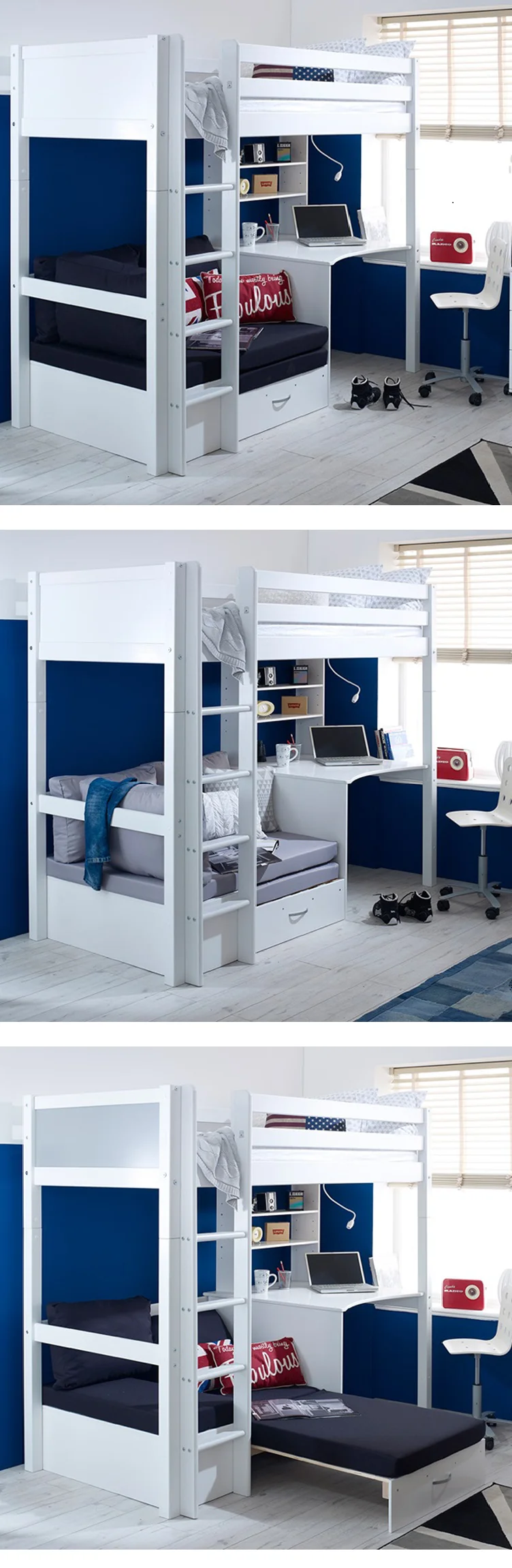 No 1489 Morden Design High Sleeper Bedroom Furniture Wood Bunk Bed