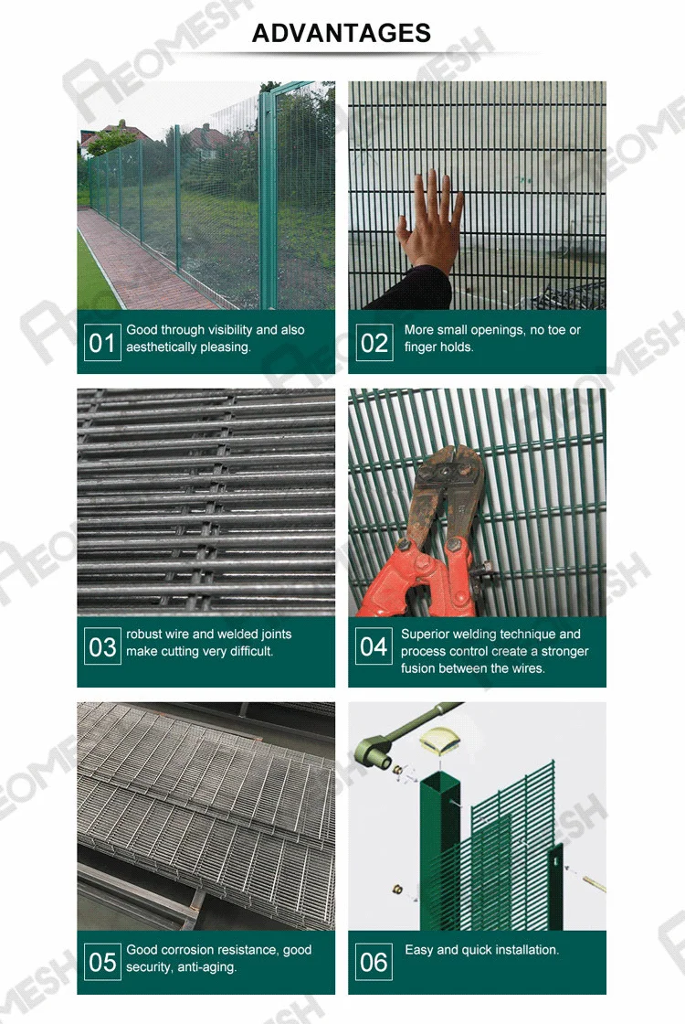 Made in Guangzhou Professional Factory Barbed wire at top Anti-Climb Fence / 358 High security Fence