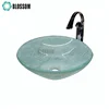 Round Vessel Above Counter Etched Recessed Glass Sink
