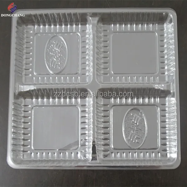 Clear food grade blister PET 4 compartment food tray