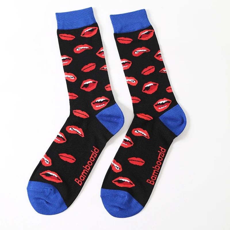Winter warm fashion man socks funny lip socks men bamboo cotton long socks, As picture 
Winter warm fashion man socks funny lip socks men bamboo cotton long socks, As picture
