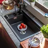 Black Single Composite granite Kitchen Artificial Quartz Stone Sink