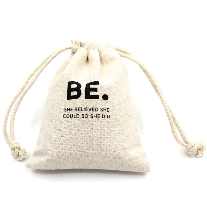small 100% organic cotton muslin drawstring gift jewelry bag for