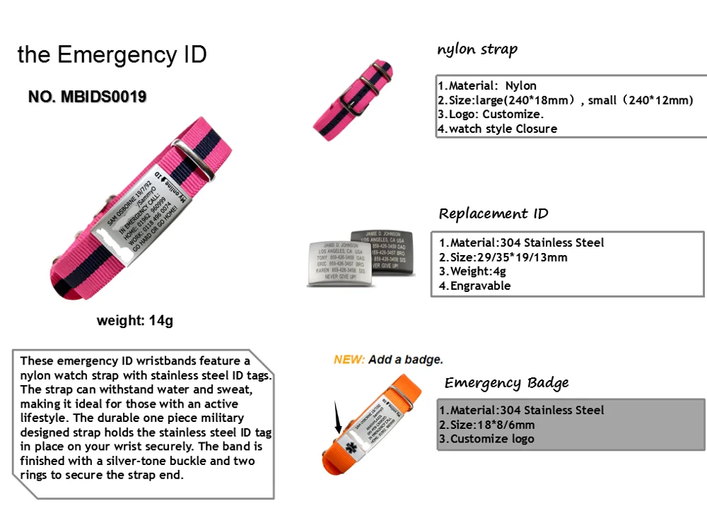 Emergency ID bracelet