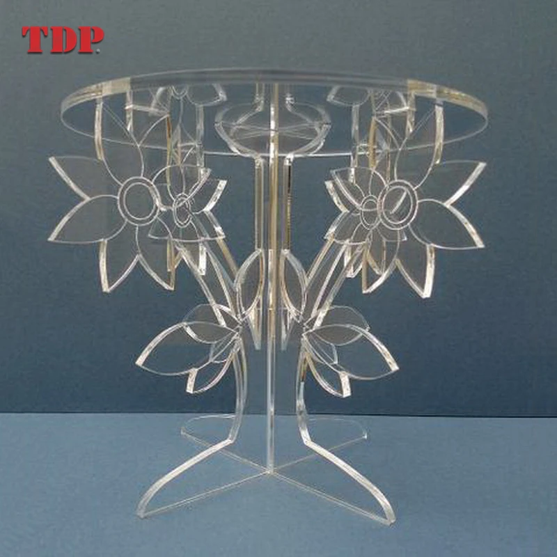 8Inches Flower Shaped Crystal Display Clear Acrylic Wedding Cake Stand