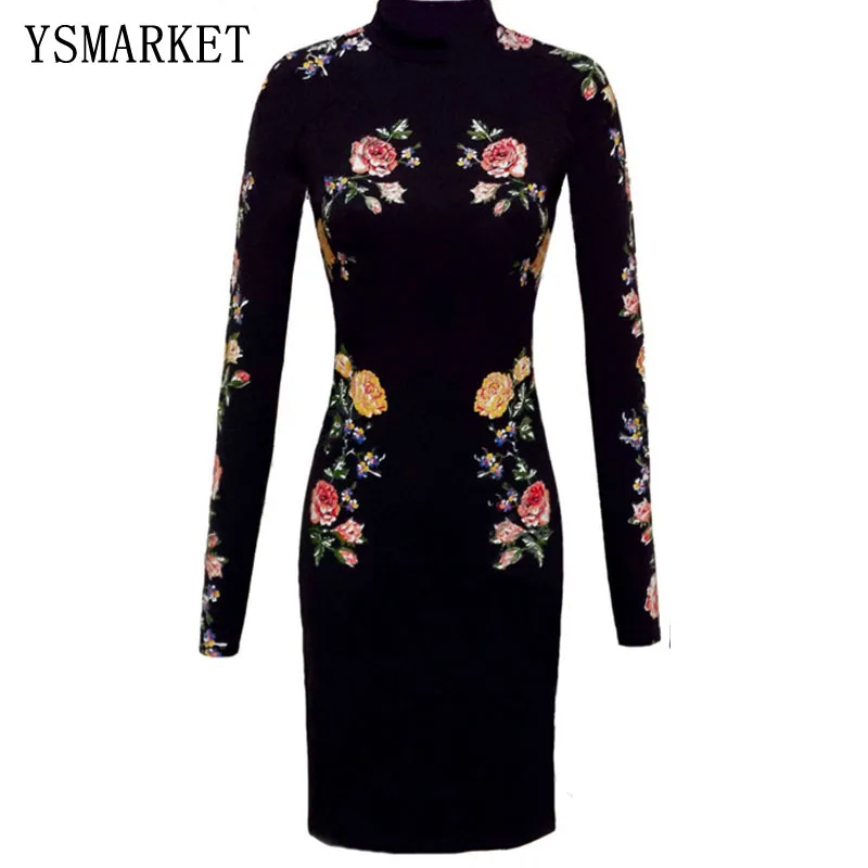 Sexy Floral 3D Printed Mini Dress Long Sleeve Slim Fit Sheath Dress Package Hip Bodycon Vestidos E141117, Can be customized 
Sexy Floral 3D Printed Mini Dress Long Sleeve Slim Fit Sheath Dress Package Hip Bodycon Vestidos E141117, Can be customized