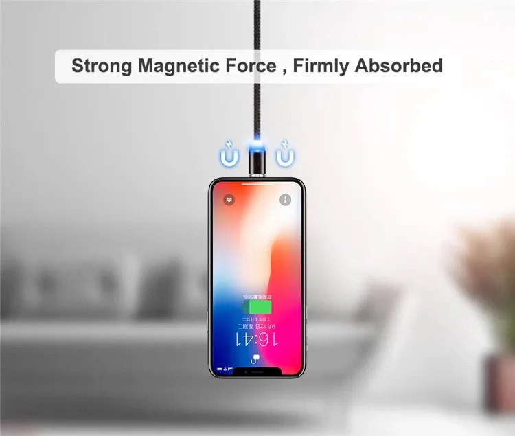 Magnetic Charging Cable 3in1 LED USB Magnetic Cable Type C Micro 8Pin Plug Magnet USB Cable - ANKUX.COM