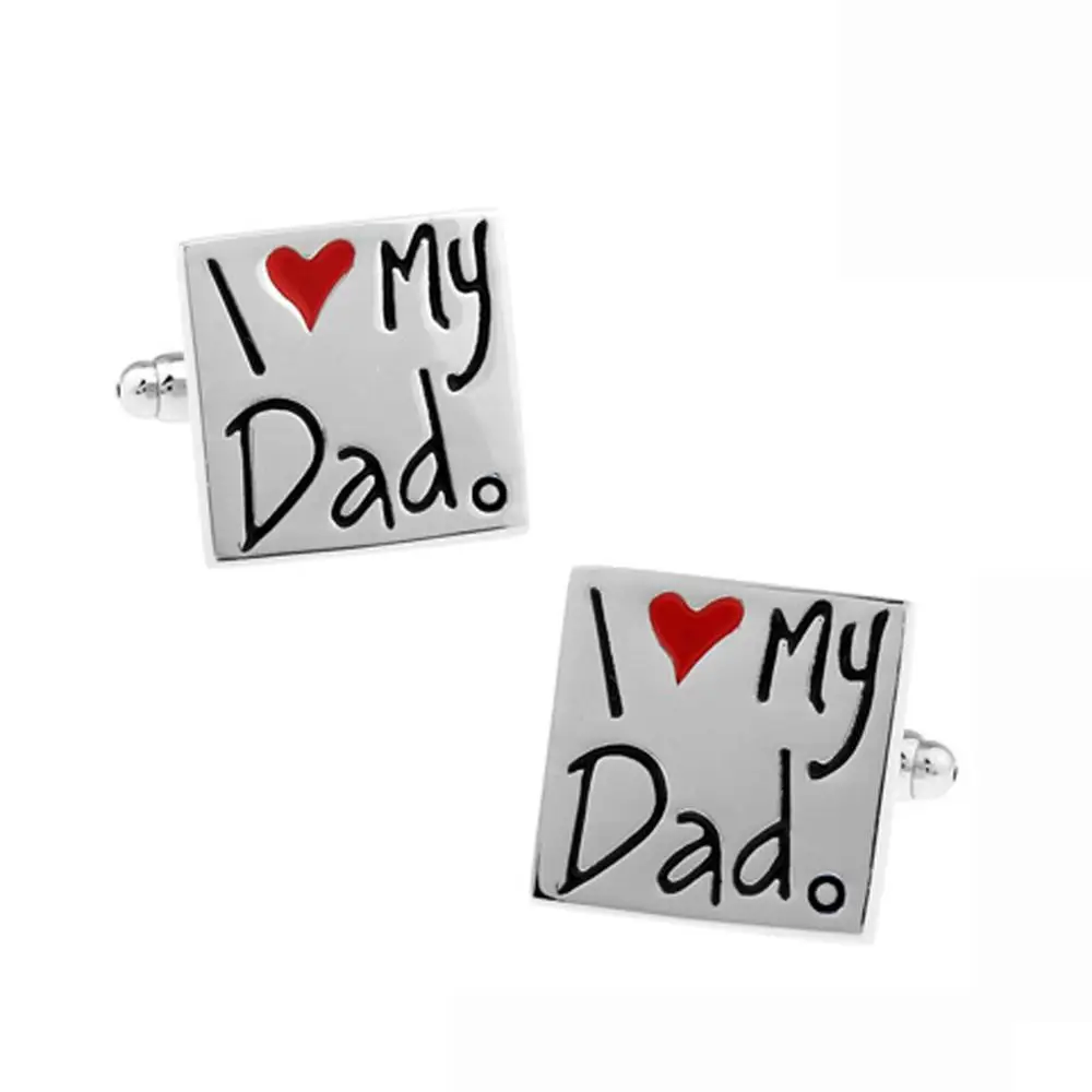 square brass cufflink family love cufflinks i love my dad