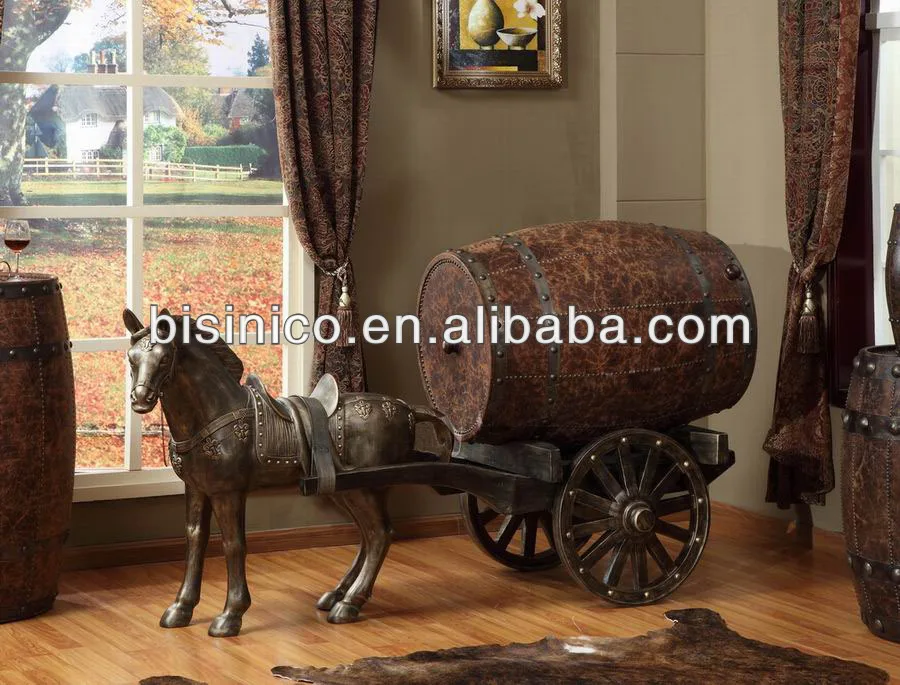 Top quality genuiner leather wine cabinet with horse carriage(BF00-F619)