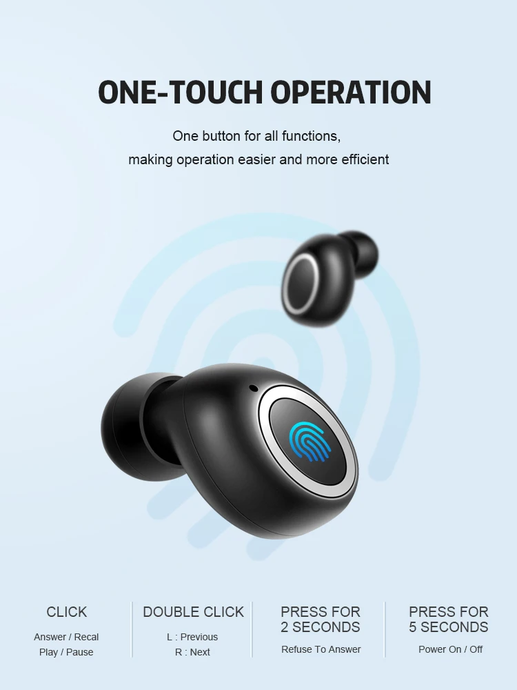 new arrival 3D Stereo Sound tws noise cancelling wireless bluetooths Touch Earbud headphones for iphone - ANKUX.COM