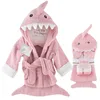 LOW MOQ cartoon baby hooded bath towel coat custom pink shark toy 100% cotton terry kids baby bath towel