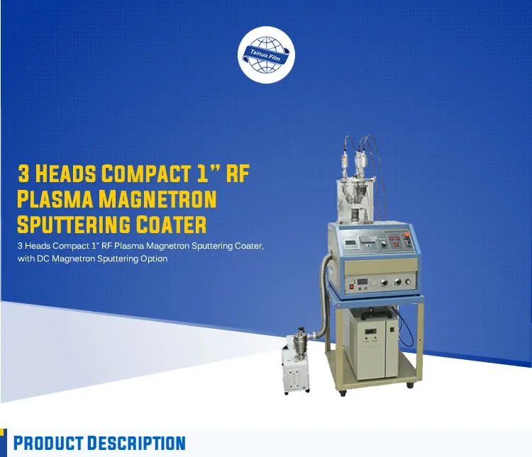 3 heads compact plasma magnetron sputtering system for non