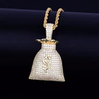 Pendant With Tennis Chain Gold Silver Zircon Men's Necklace Jewelry Gift