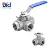 Stainless Steel 1/2"- 4" 3 Way T Type Internal Thread Manual Operated Mounting Pad Flanged Welding Ball Valves