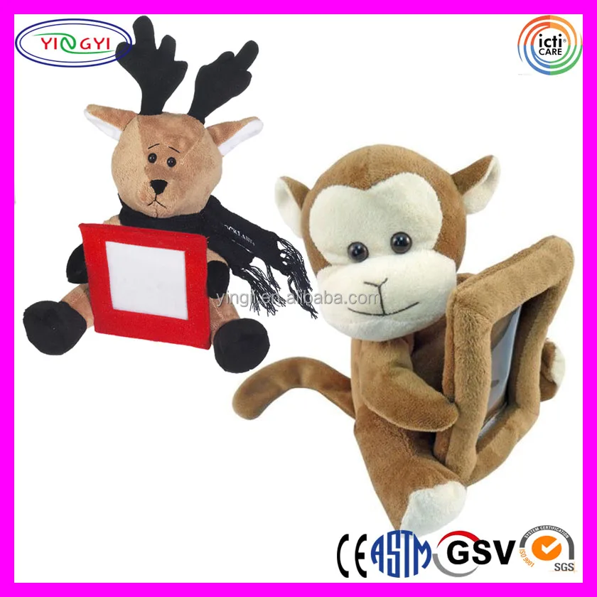 D627 Soft Animal Photo Frame Plush Stuffed Toy Photo Frame With Clear