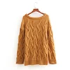 2019 Hot Sale Round Neck Long Sleeve Girls Cable Knitted Cotton Pullover Sweater for Women
