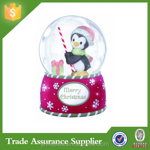 funny decorative resin musical penguin snow globe for gift &