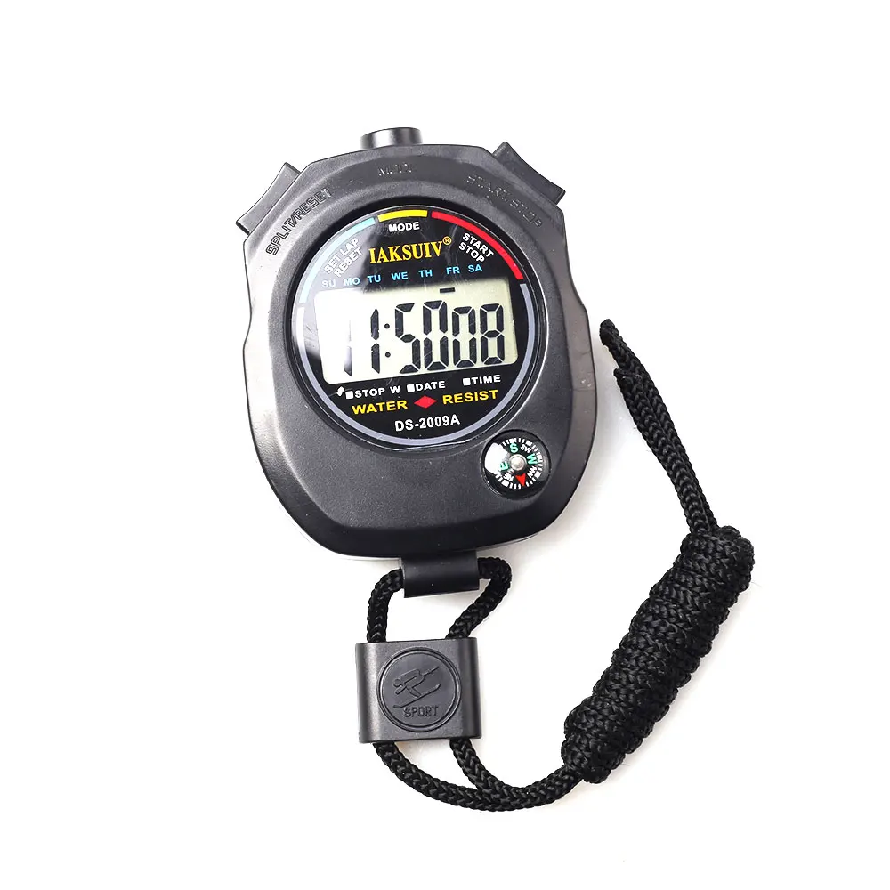 ABS Material Customized Black Electronic Sports Stopwatch Timer with Compass Function