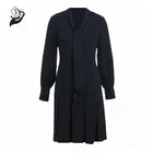 Tie Neck And Bishop Sleeve Chiffon Casual Ladies Dresses