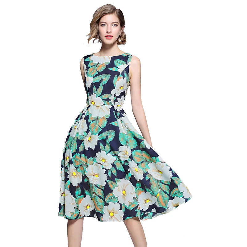 Wholesale In-stock Women Floral Printed Sleeveless Knee-Length Party Vintage Dress, Floral printed dress sleeveless
Wholesale In-stock Women Floral Printed Sleeveless Knee-Length Party Vintage Dress, Floral printed dress sleeveless