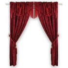 Morden Design Jacquard Red Luxury Curtains with Valance for Bedroom Window Curtains for Hotel